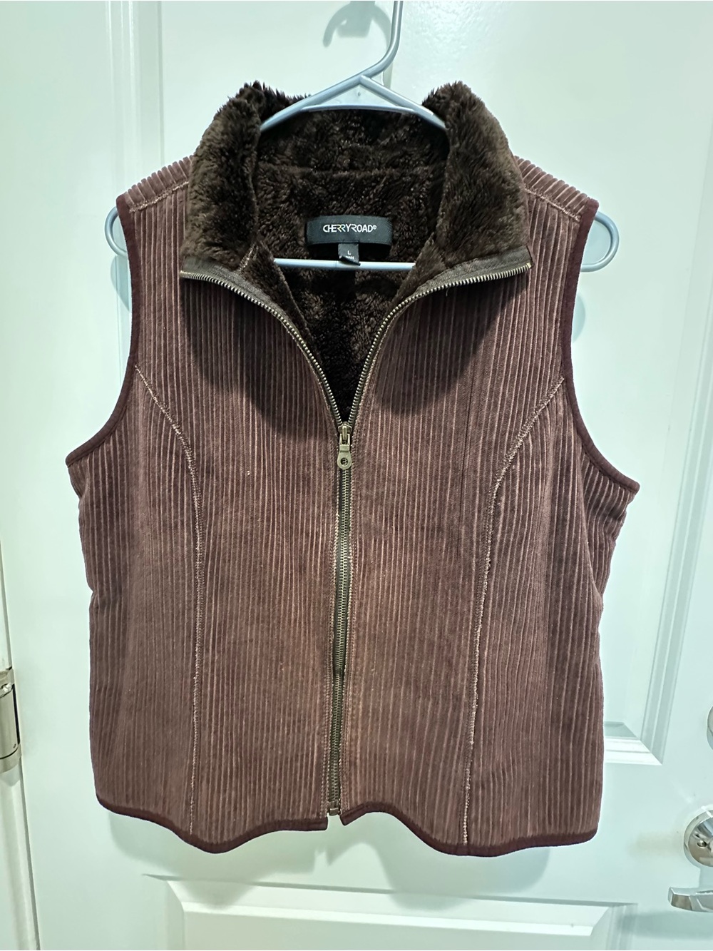 Brown Corduroy Fleece-Lined Vest